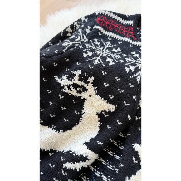J.Jill Holiday Christmas Reindeer Snowflake Zip Knit Winter Cardigan Fair Isle - Picture 6 of 7